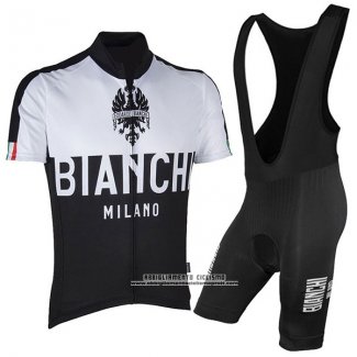 2017 Abbigliamento Ciclismo Bianchi Milano Nero Manica Corta e Salopette