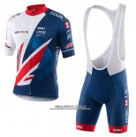 2017 Abbigliamento Ciclismo Kalas HSBC GB Blu e Bianco Manica Corta e Salopette