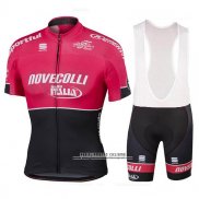 2017 Abbigliamento Ciclismo Novecolli Rosso e Nero Manica Corta e Salopette