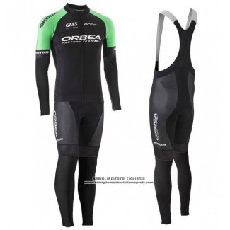 2017 Abbigliamento Ciclismo Orbea Nero e Verde Manica Lunga e Salopette