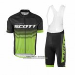 2017 Abbigliamento Ciclismo Scott Verde e Nero Manica Corta e Salopette