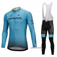 2018 Abbigliamento Ciclismo Astana Blu Manica Lunga e Salopette