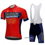 2018 Abbigliamento Ciclismo Bahrain Merida Rosso Manica Corta e Salopette