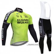 2018 Abbigliamento Ciclismo Euskadi Murias Verde e Nero Manica Lunga e Salopette