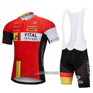 2018 Abbigliamento Ciclismo Vital Concept Rosso Bianco Manica Corta e Salopette