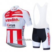 2019 Abbigliamento Ciclismo Corendon Circus Rosso Bianco Manica Corta e Salopette