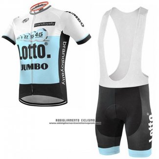 2019 Abbigliamento Ciclismo Lotto NL-Jumbo Blu Bianco Manica Corta e Salopette