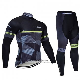 2019 Abbigliamento Ciclismo Northwave Nero Grigio Manica Lunga e Salopette