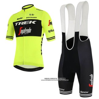 2019 Abbigliamento Ciclismo Trek Segafredo Verde Nero Manica Corta e Salopette