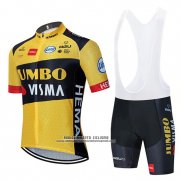 2020 Abbigliamento Ciclismo Jumbo Visma Giallo Nero Manica Corta e Salopette