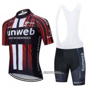 2020 Abbigliamento Ciclismo Sunweb Nero Rosso Manica Corta e Salopette