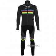 2020 Abbigliamento Ciclismo UCI Mondo Campione Trek Segafredo Nero Manica Lunga e Salopette