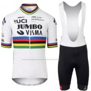 2022 Abbigliamento Ciclismo Jumbo Visma Bianco Manica Corta e Salopette