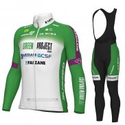 2023 Abbigliamento Ciclismo Bardiani Csf Faizane Verde Bianco Manica Lunga e Salopette